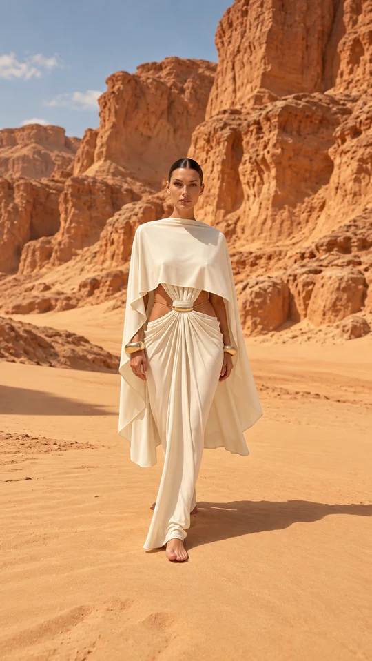 The same creator in ivory against desert cliffs